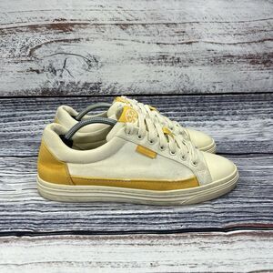 Tory Burch Classic Ivory Curry Yellow Sneakers, size 8 but run small